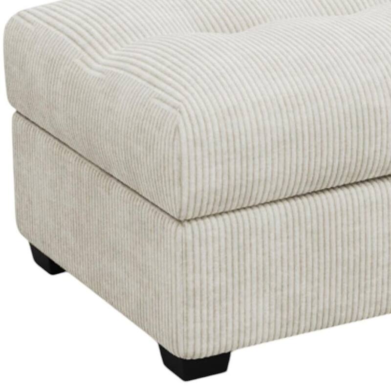 HomeRoots 37" Beige and Black Corduroy Tufted Ottoman
