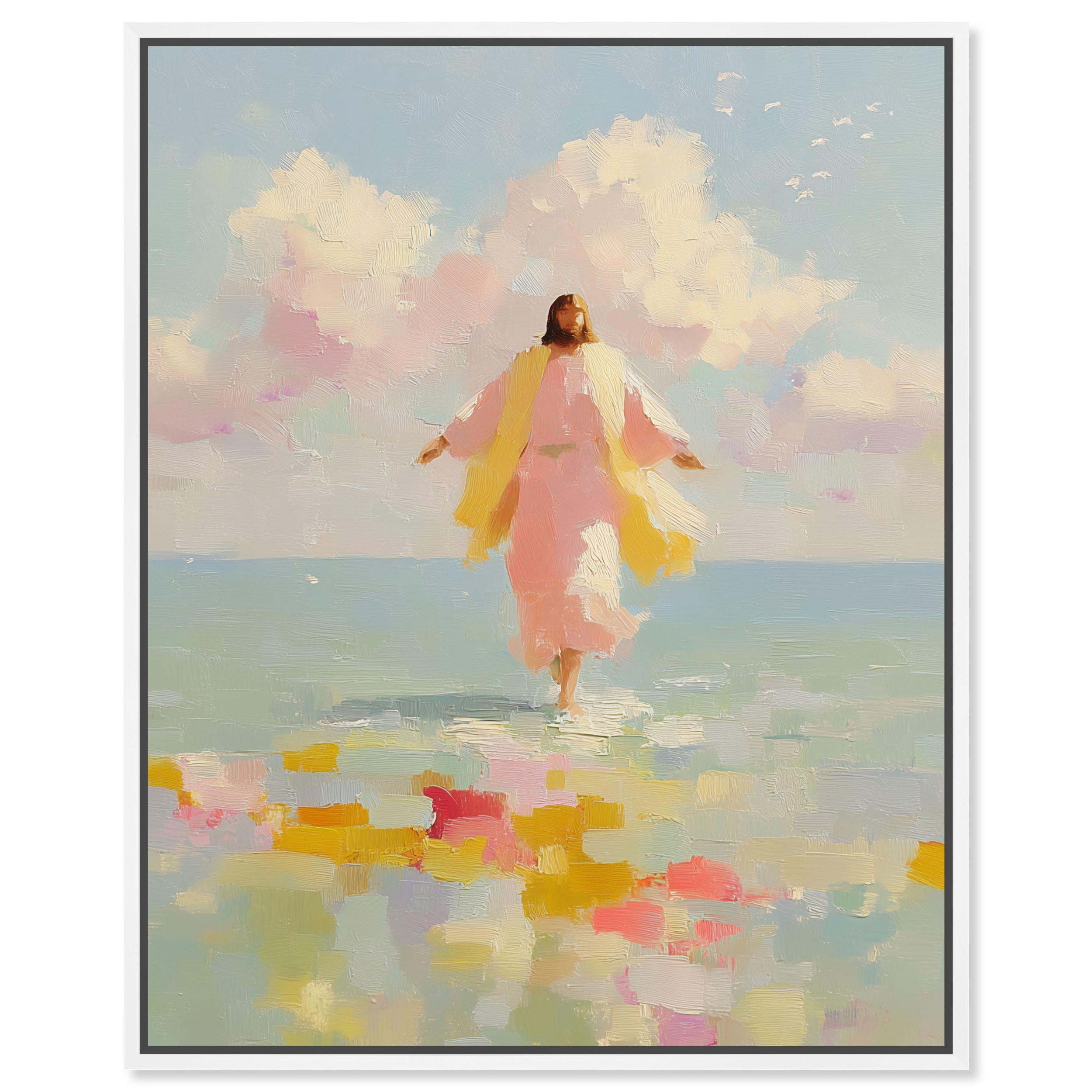 Walking Water Christianity Art Framed Canvas Print by Art Remedy