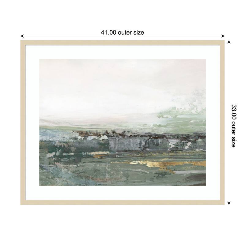 Misty Horizon Over Weathered Landscape by Hannah Dawson Wood Framed Wall Art Print - Svelte Natural - 41 x 33 in