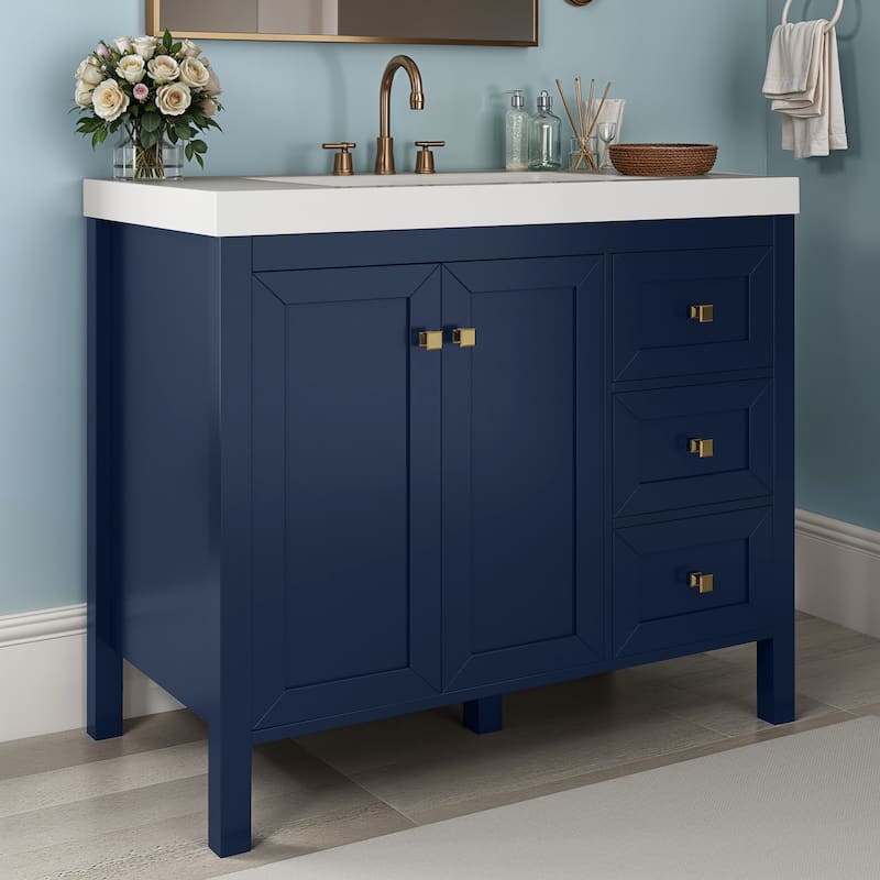 Moasis 36"/42" Bathroom Vanity Cabinet Set with Sink Combo and 3 Drawers & Cabient - 42" - Blue