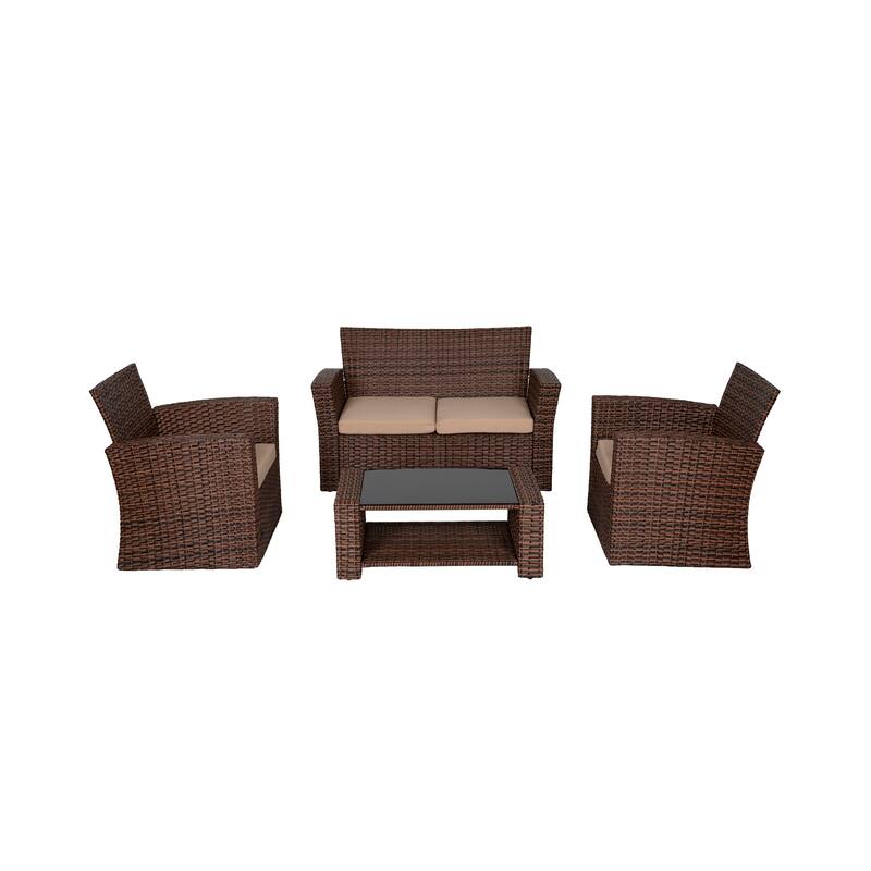 Grandview Outdoor 4-piece Brown Patio Conversation Set with Cushions
