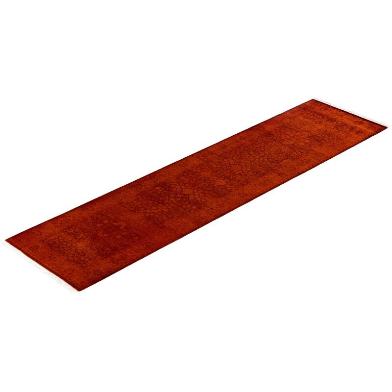 Overdyed One-of-a-Kind Hand-Knotted Area Rug - Orange - 2' 7" x 10' 1"