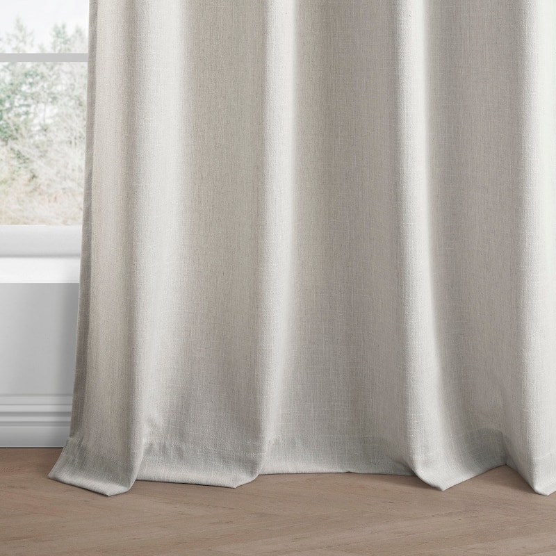 Exclusive Fabrics Basic Faux Linen Curtain Pair - 2 Panels - Light Filtering Grommet Curtains