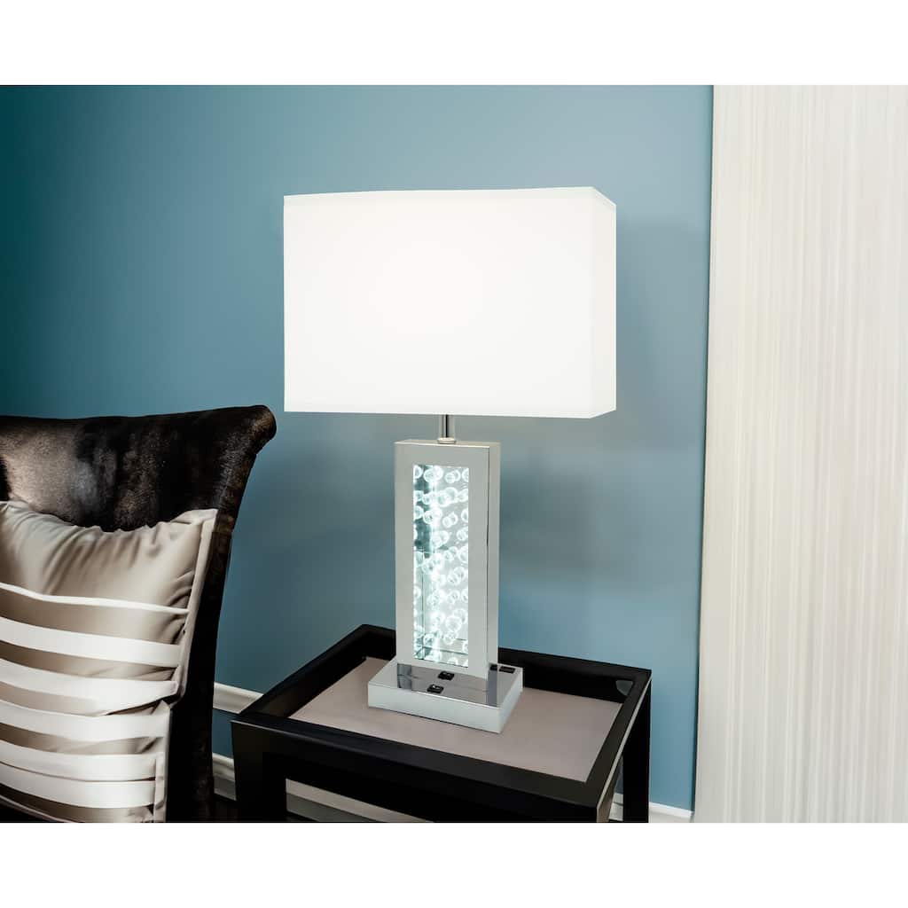 Modern Unique Glass Bubble Column Clean Rectangular Shade 1pc Lamp Ambient Glow Chrome LED Accent White