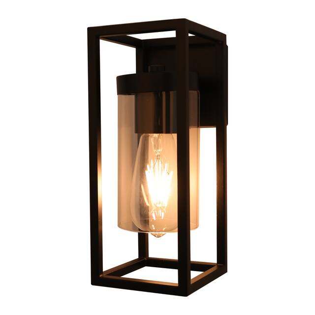 1-Light Modern Metal Glass Wall Sconce Wall Mount Light Fixture Black - 4.3 x 4.7x 10.6 inch