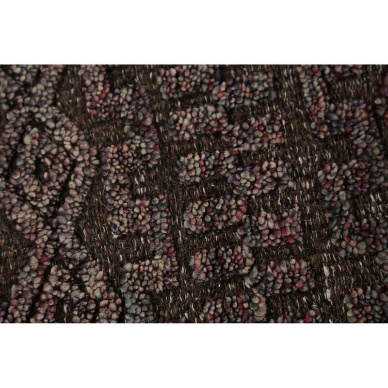 Brown Moroccan Indian Area Rug Handmade Wool Carpet - 5'1" x 8'1"