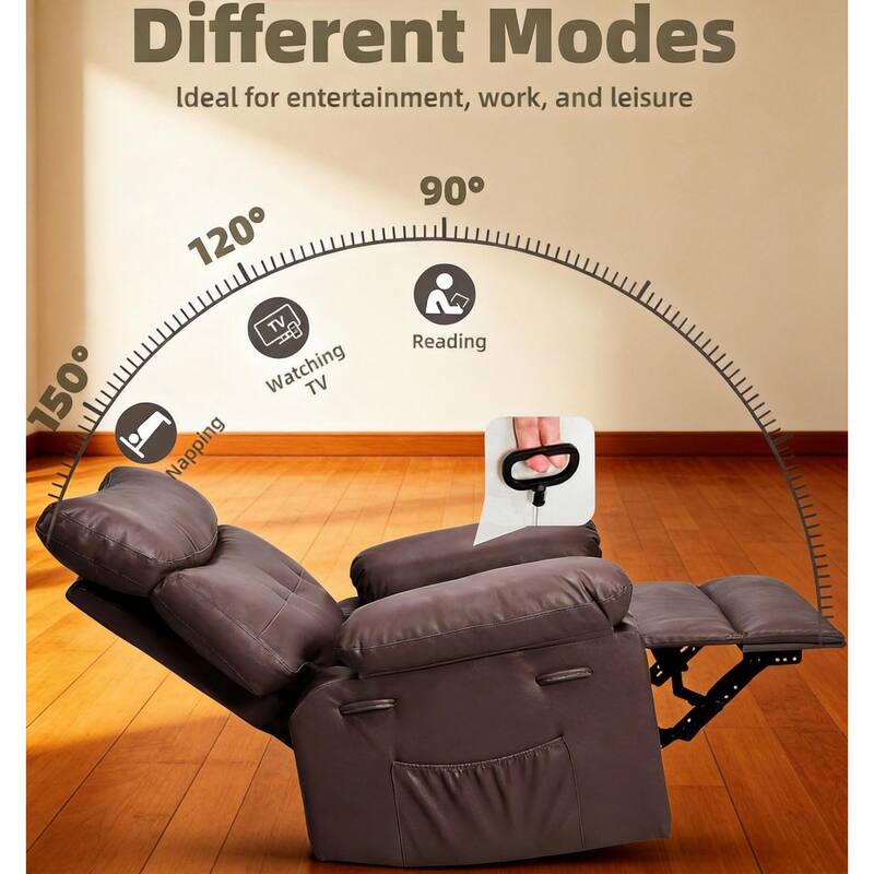 360° Swivel Manual Recliner Chair, with Massage & Remote Control
