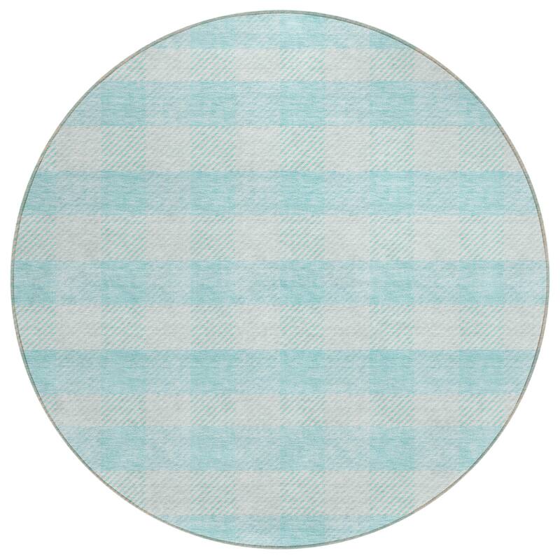 Machine Washable Indoor/ Outdoor Chantille Plaid Stripe Rug