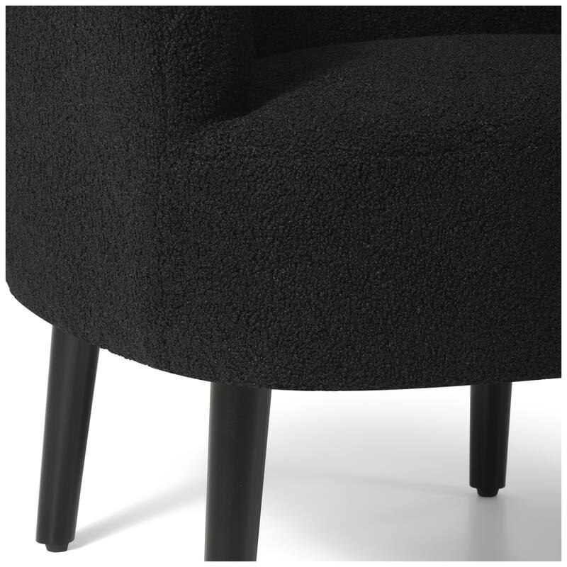 Bayville Sherpa Polyester Upholstered Barrel Chair - Faux Shearling