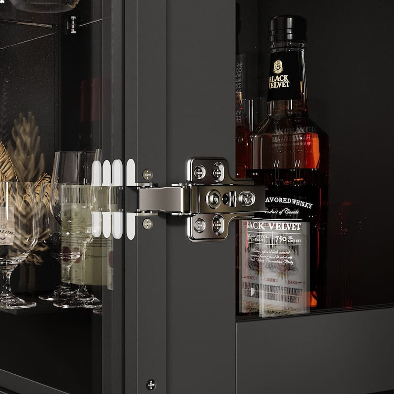 LED Glass Display Cabinet with Aluminum Alloy Frame Glass Door Showcase Wine Storage Cabinet