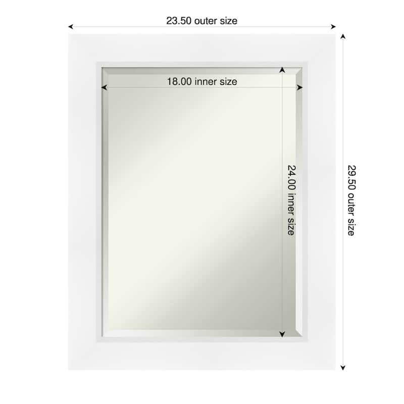 Sloped Beveled Framed Wall Mirror - 24 x 30 in - Sloped White