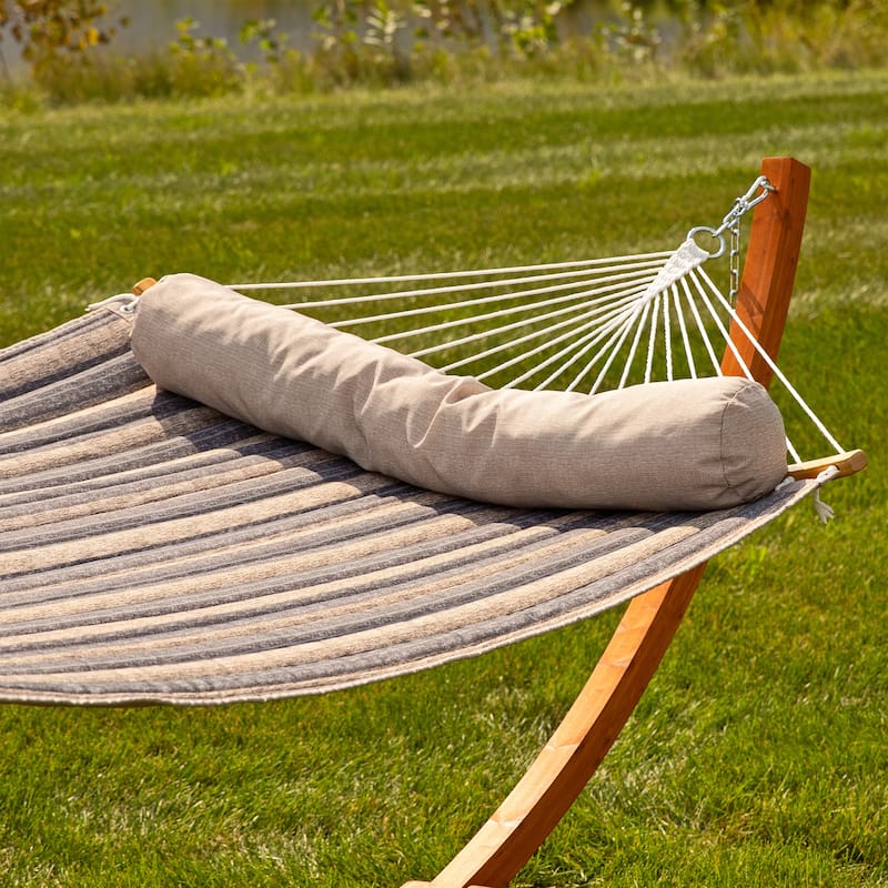 Sunnydaze Quilted Hammock with Curved Bamboo Spreader Bar and Pillow