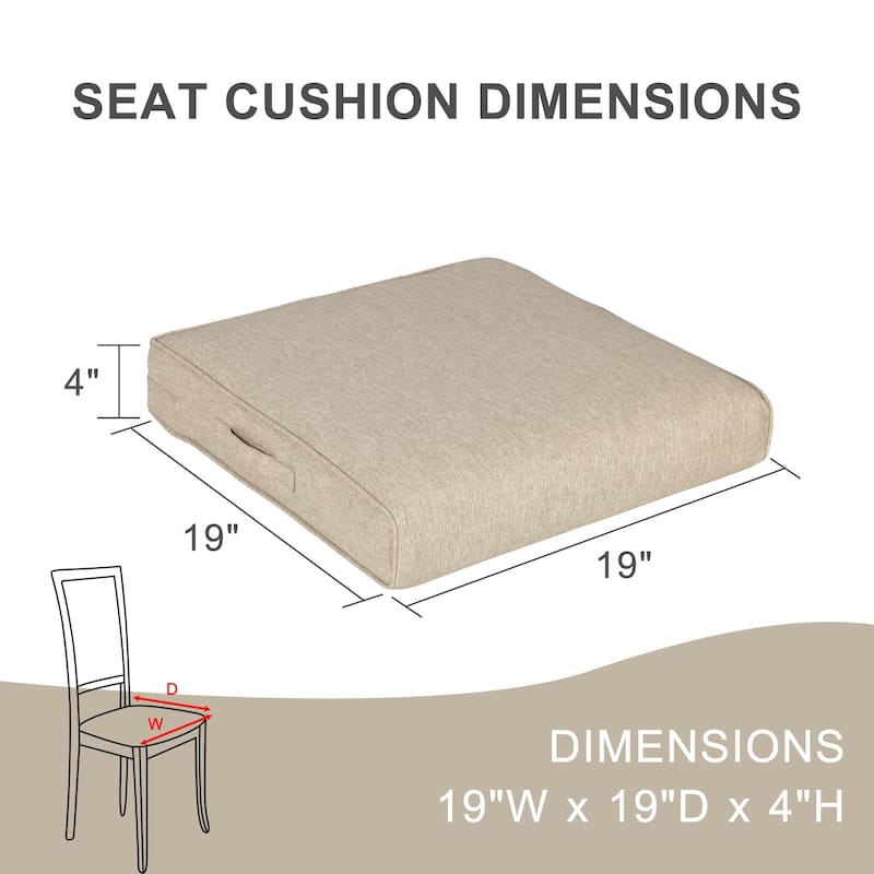 Aoodor Patio Chair Cushions Set of 2, Water Resistant Outdoor Seat Cushions with Handle and Ties, Square Corner Cushions