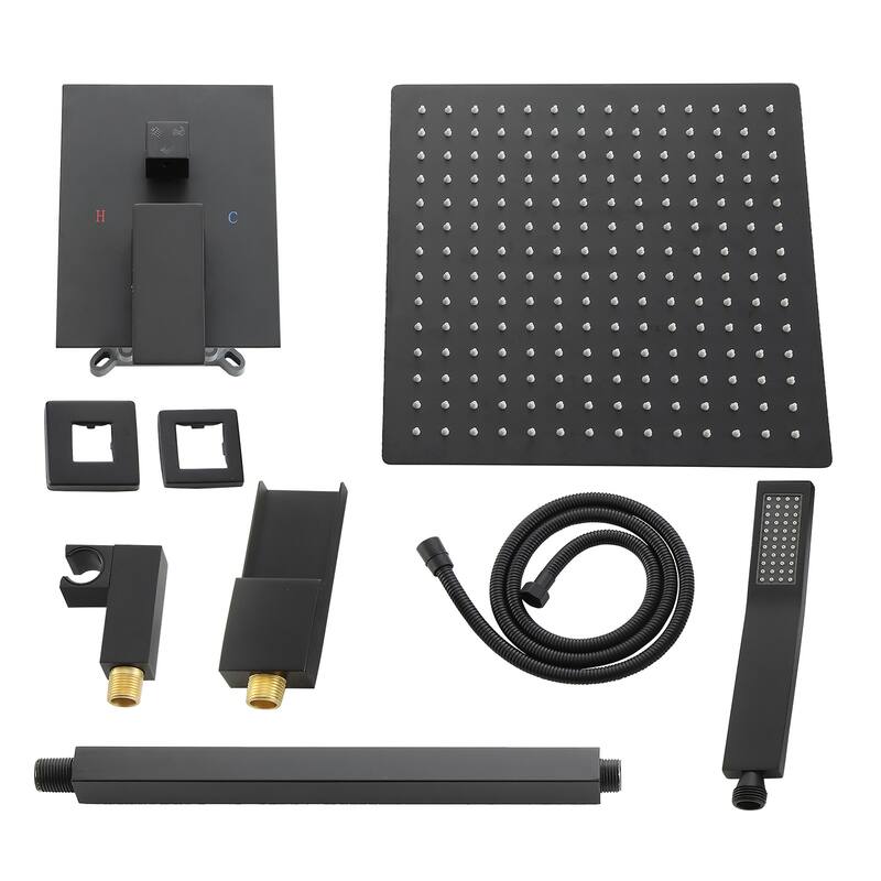 Topcraft 12-inch Ceiling Mount Square Shower System with Rough-in Valve - 12*12