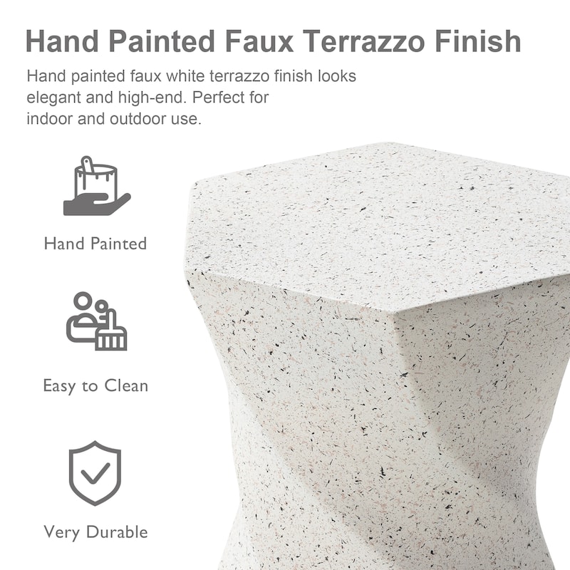 Glitzhome 17.75"H MGO Twist-Style Faux Terrazzo Garden Stool