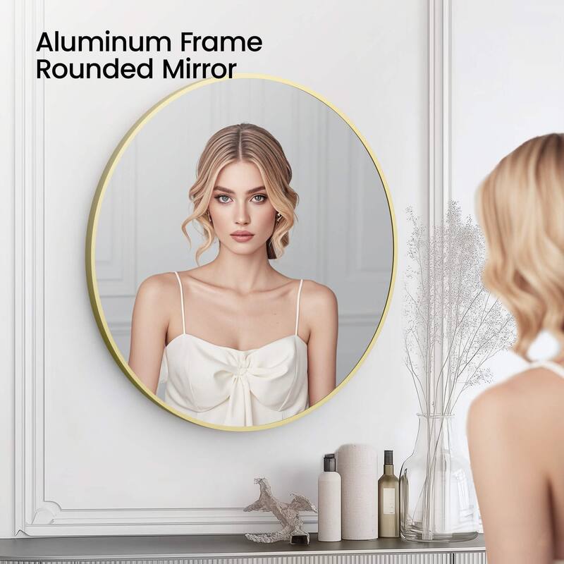 24 Inch Shatterproof Wall Mount Metal Frame Mirror