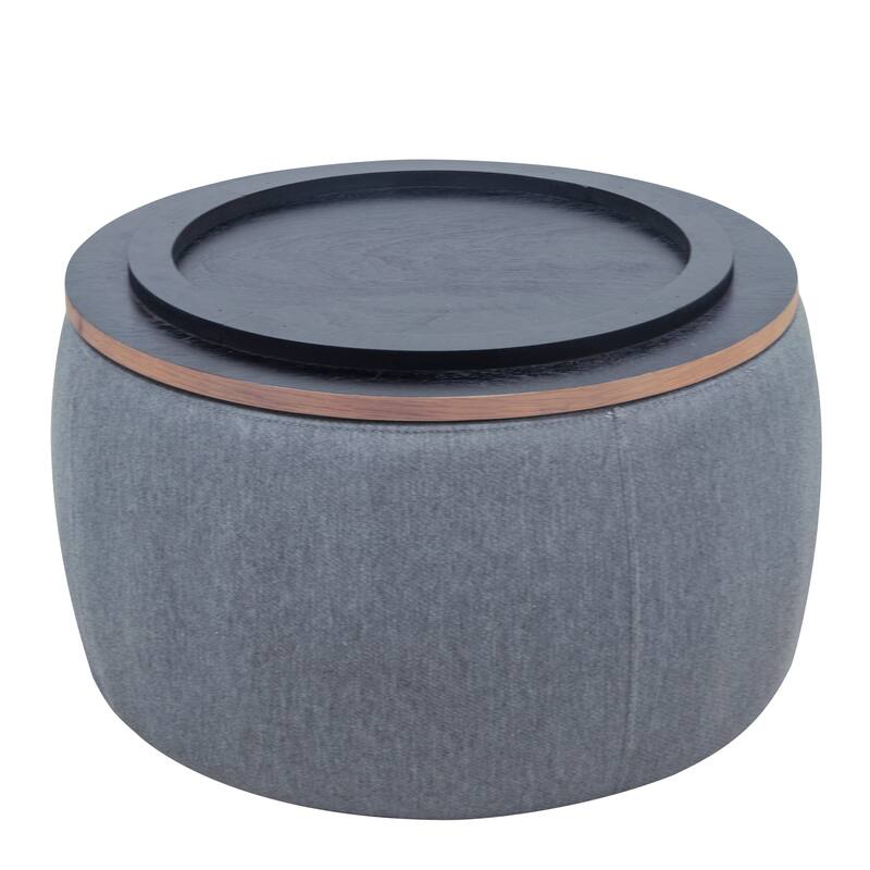 Roomfitters Round Storage Ottoman with Removable Lid, 2-in-1 Design Serves as End Table or Footrest, Modern Living Room