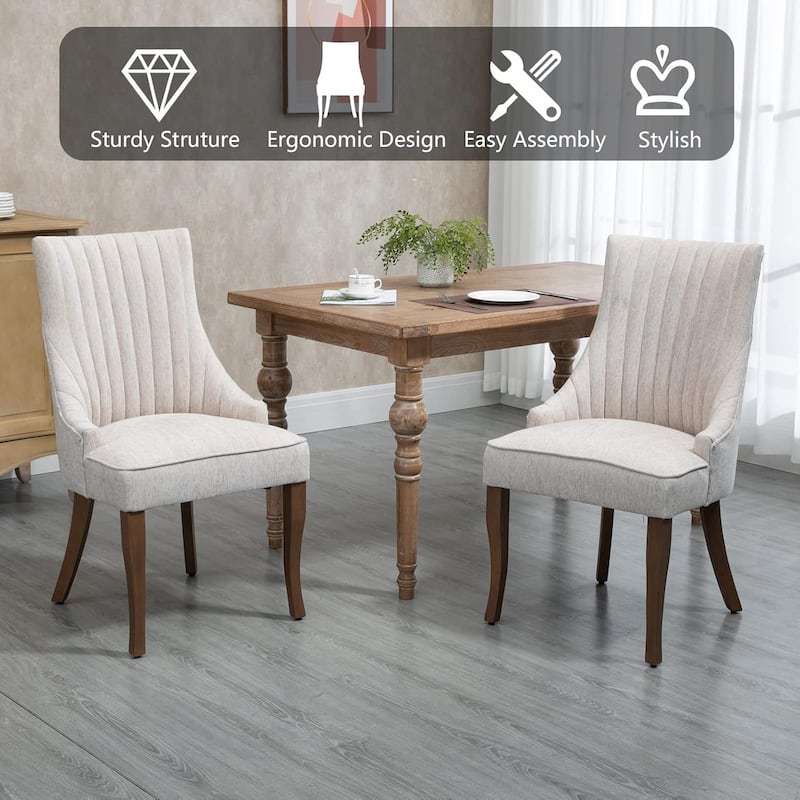 Wingback Upholstered Dining Chairs Set of 2, Fabric Side Dining Room Chairs, Living Room Chairs for Home Kitchen