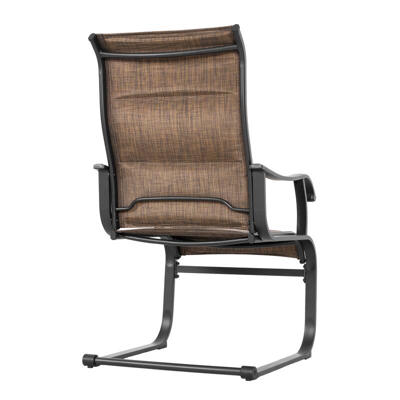 Patio 7-Piece Textilene Dining Set, C-Spring Chair Legs and Umbrella Hole