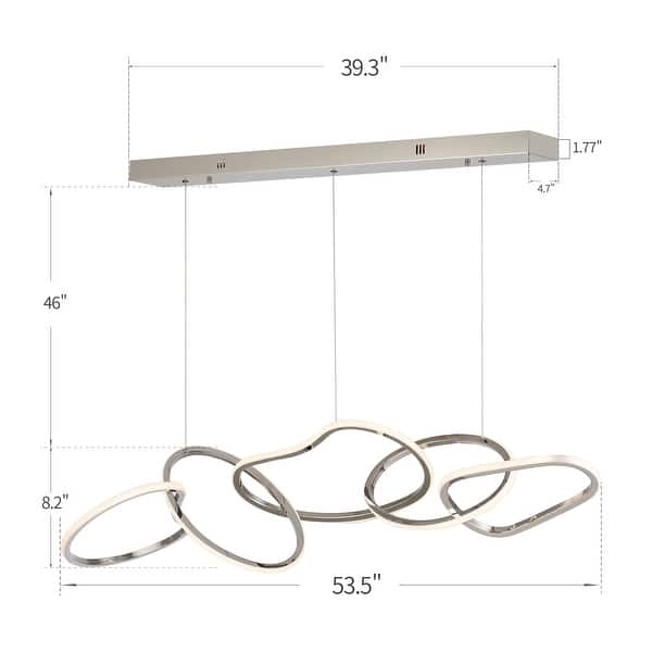 dimension image slide 0 of 2, Nordic Luxury Interlocked Stainless Steel LED Chandelier Dining Room Ceiling Light