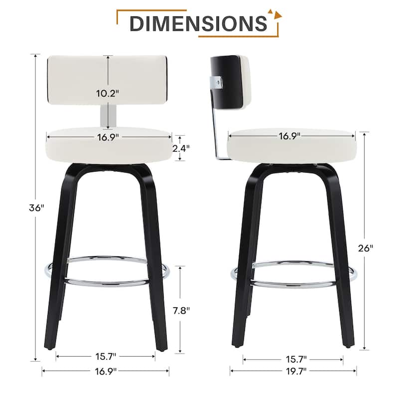 Upholstered Swivel Counter/ Bar Stools with T-Shaped Backrest