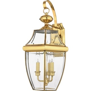 Newbury 3-Light Outdoor Wall Lantern in Polished Brass