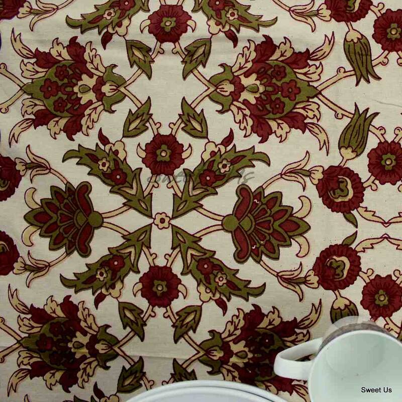 Cotton Floral Buds n Berries Tablecloth Rectangle - 70 x 104 in