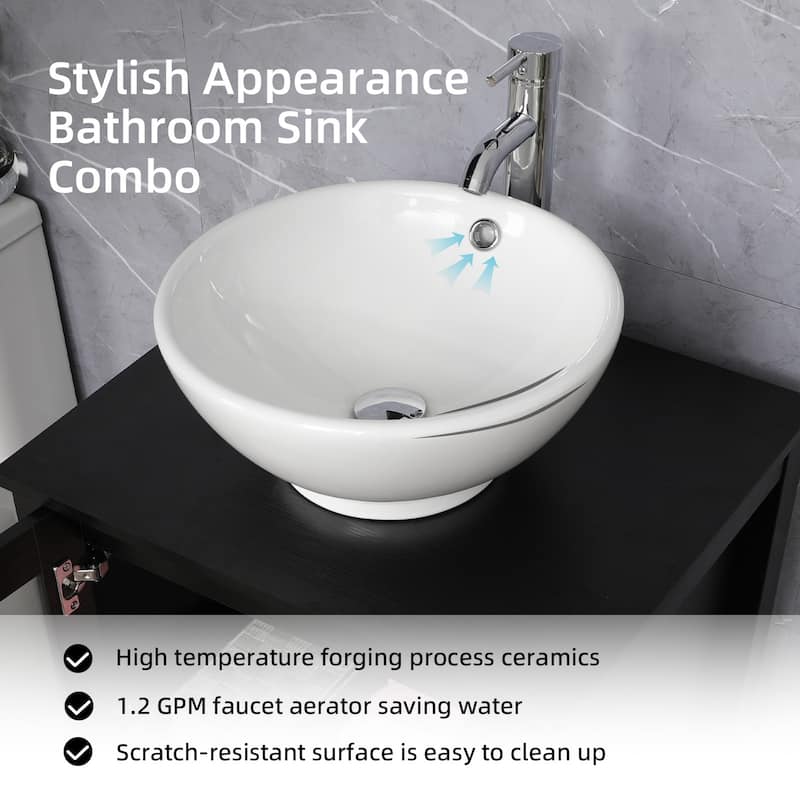48" Bathroom Vanity Set Vessel Sink Faucet W/ Small Cabinet Combo
