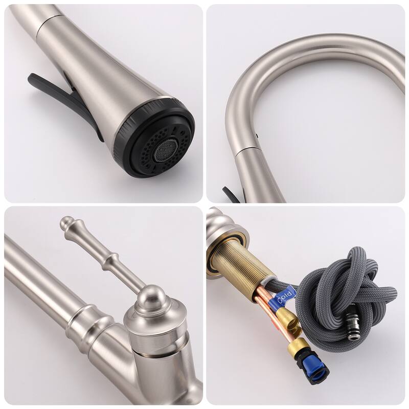Single Handle Pull-out Kitchen Faucet with Deck Plate Matte Black