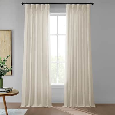 Exclusive Fabrics Farm Town Textured Faux Linen Semi Sheer Curtains (2 Panel) Window Curtains