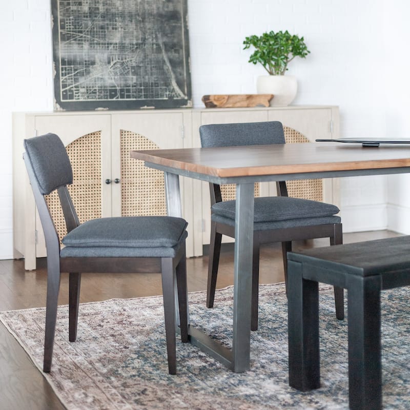Solid Wood Upholstered Dining Chairs (Set of 2) by East at Main - Grey