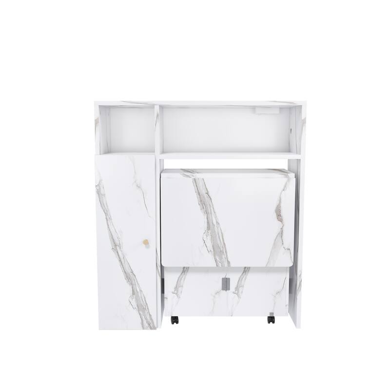 Multifunctional Folding Dining Table with Wall-Mounted Sideboard and Storage