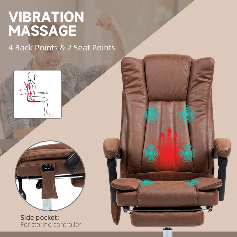 Multi-Function Adjustable Height Massage Office Chair with Heating and Swivel Base and Lumbar Support