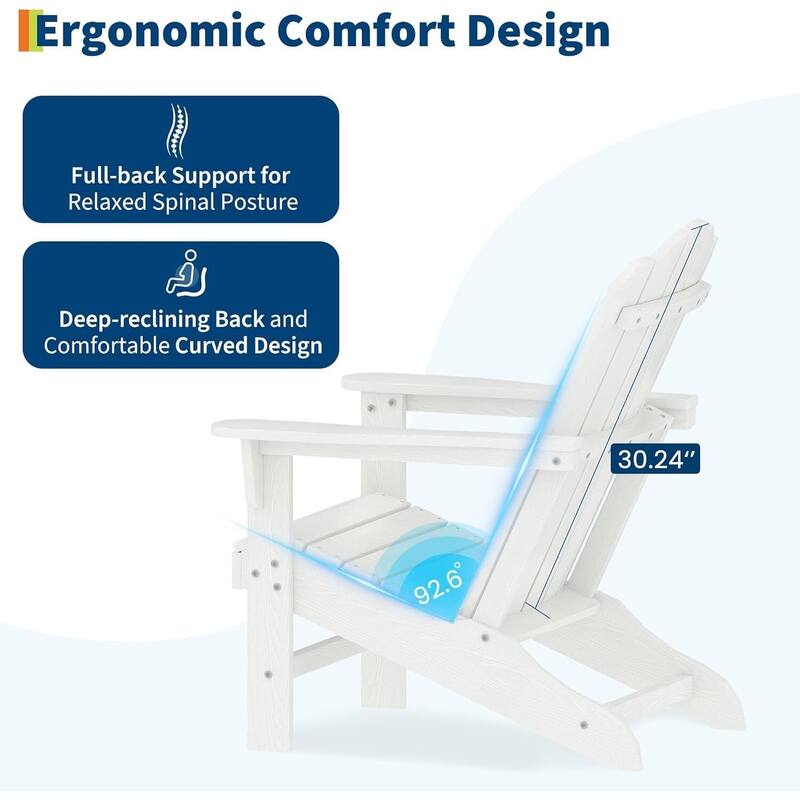 HDPE Adirondack Patio Chairs for Garden, Deck, Backyard, Poolside