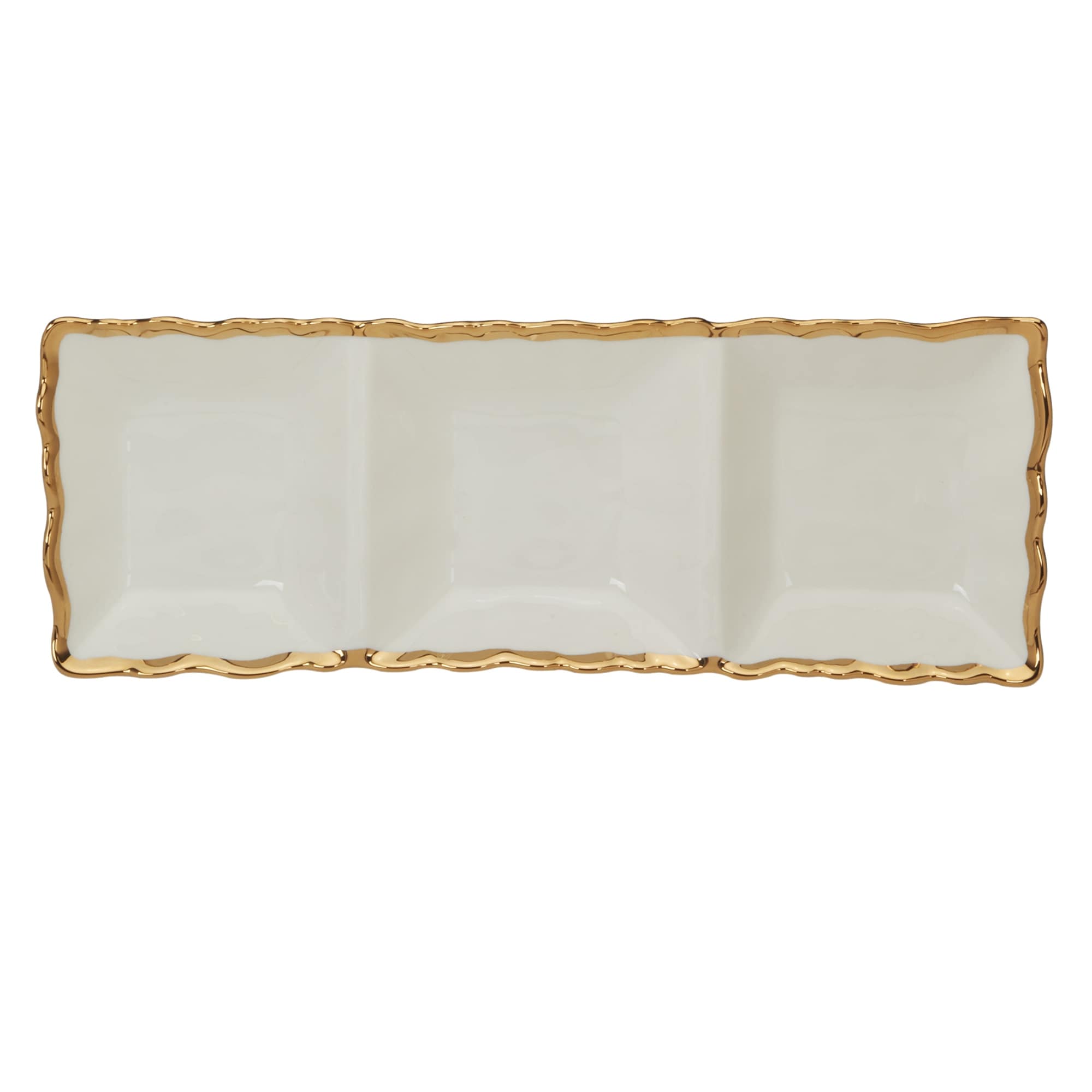 Certified International Regency Gold 3 Section Tray 15" X 5.5" - 15" x 5.5" x 1.75"