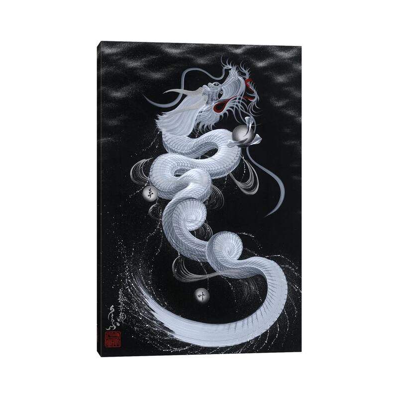 iCanvas "Good Luck White Dragon" by One-Stroke Dragon Canvas Print