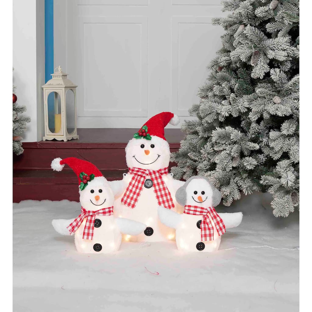 Set of 3 UL Plush Snowman Family Sculpture
