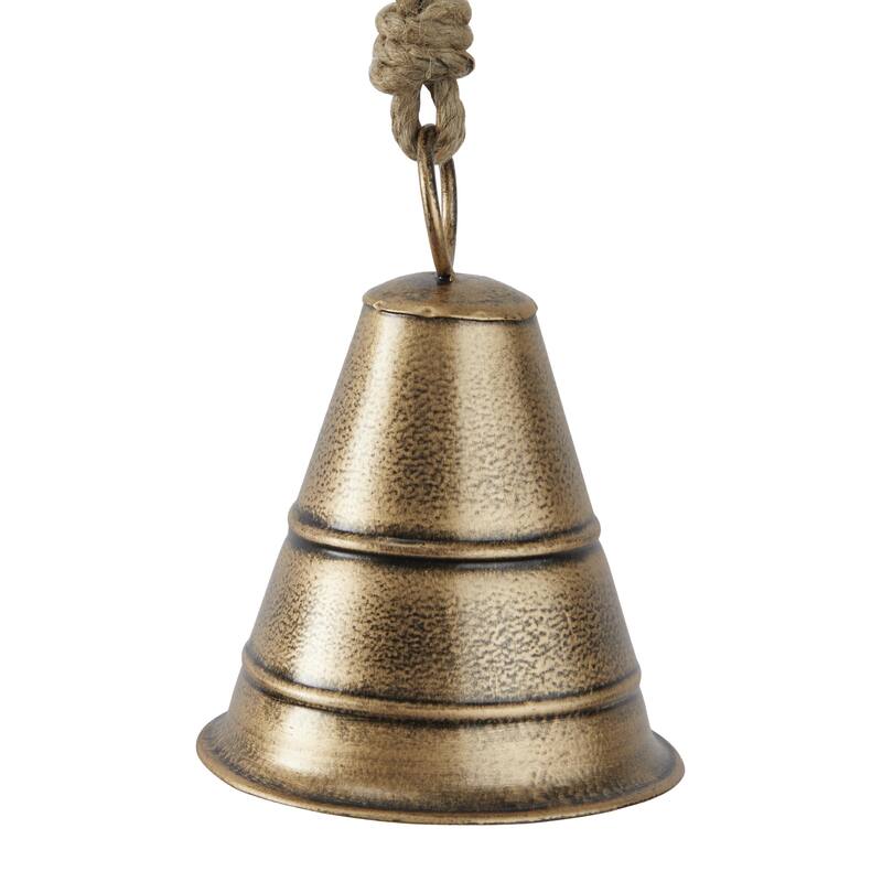 Metal Tibetan Inspired Decorative Cow Bells with Jute Hanging Rope - Set of 3 Black or Bronze - Roche River Decor