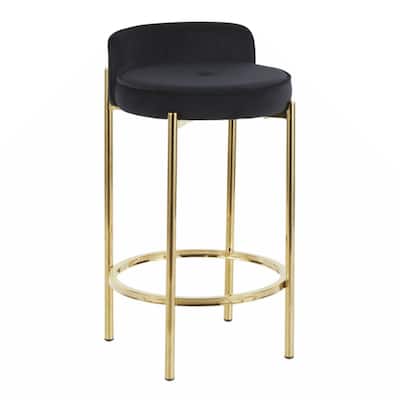 Contemporary Counter Stool in Metal and Faux Leather - Set of 2