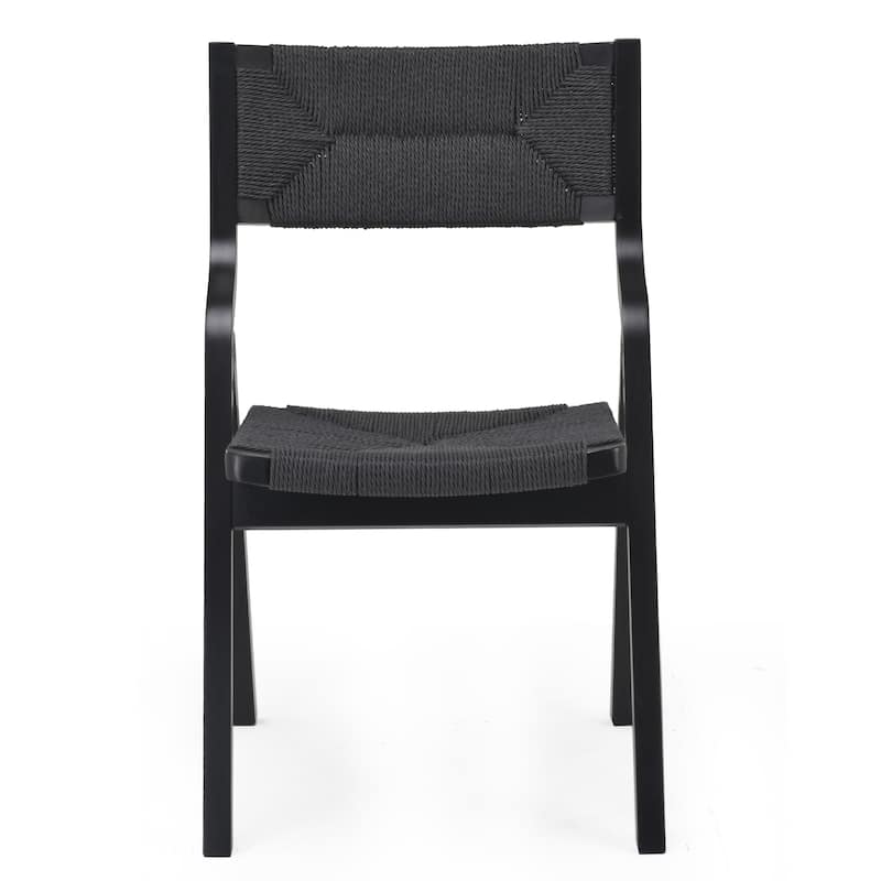 Wood Folding Chairs, Foldable Chairs Wooden Stackable Dining Chairs with Woven Seat & Webbing Back, Dining Chair Set of 2
