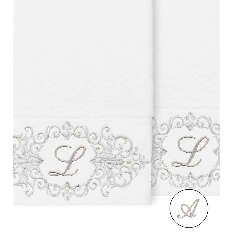Authentic Hotel and Spa 100% Turkish Cotton Monica 2PC Embellished Bath Towel Set