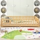 preview thumbnail 2 of 26, Queen Size Pine Wood Floor Bed with Safety Guardrails and Door for Kids, Boys, Girls, Bedroom