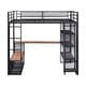 preview thumbnail 11 of 9, Full Size Loft Bed with Storage Iron Mesh and Mdf Shelves, Metal High Loft Bed with Open Wardrobe
