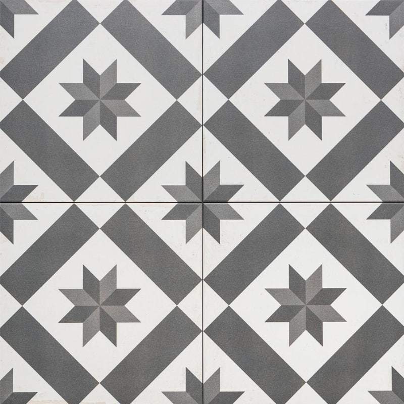 Astral 10x10 Grey Star Matte Geometric Porcelain Tile - Floor, Wall, Backsplash