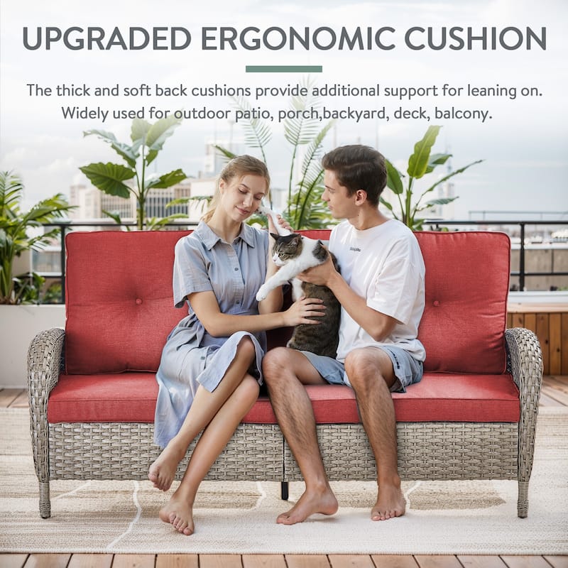 Pocassy Patio Outdoor Sofa Swivel Chairs with Ottman Table Set