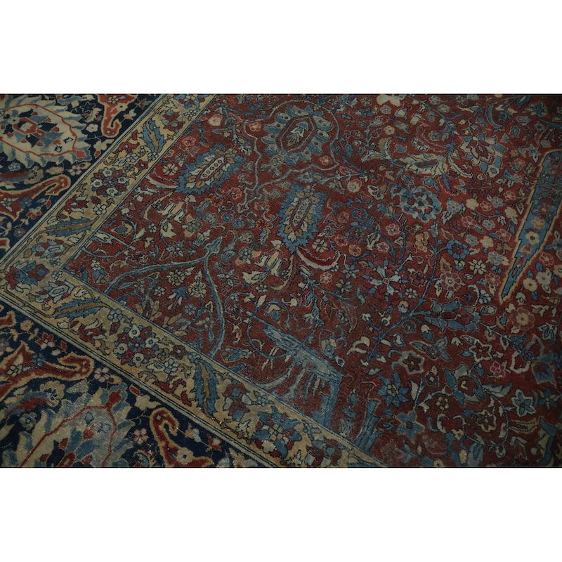 Hand Knotted Oriental 100% Wool Carpet Traditional Floral Oranges & Rust Tabriz Area Rug - 17' 9'' X 12' 8''