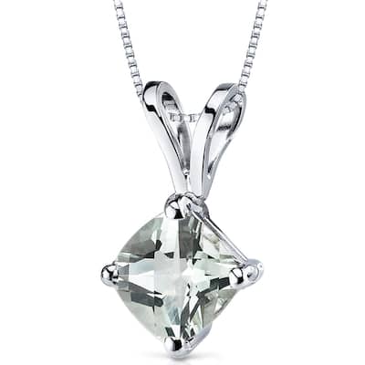 14k White Gold 0.74 ct Green Amethyst Pendant Necklace