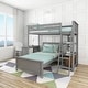 preview thumbnail 4 of 28, Max and Lily L Shaped Twin over Twin Bunk Bed with Bookcase and Desk Grey