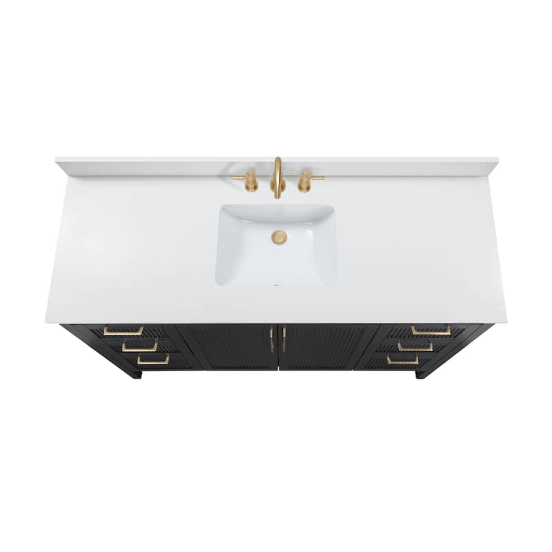 Luka Bathroom Vanity in Black Oak with White Engineered Stone Top