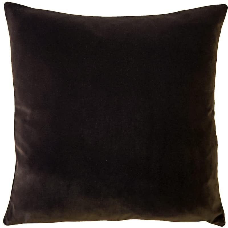 Pillow Decor Castello Soft Velvet Throw Pillows (3 Sizes, 18 Colors) - 17" x 17' - Cover Only - Espresso Brown